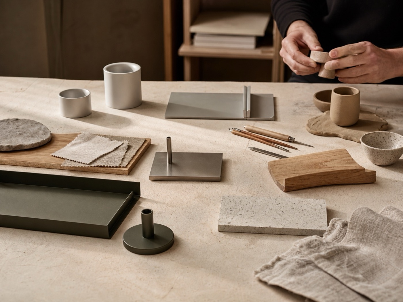 Inside the HEWN studio — prototypes in metal and clay